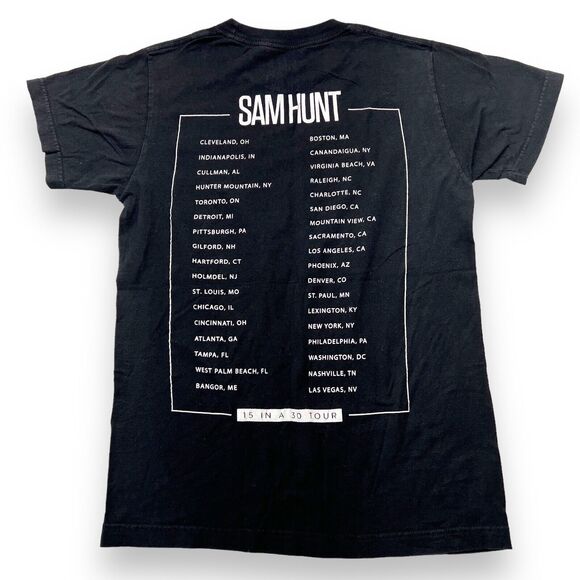 Sam Hunt 15 In A 30 Concert Tour T Shirt Black Size S - Picture 2 of 7